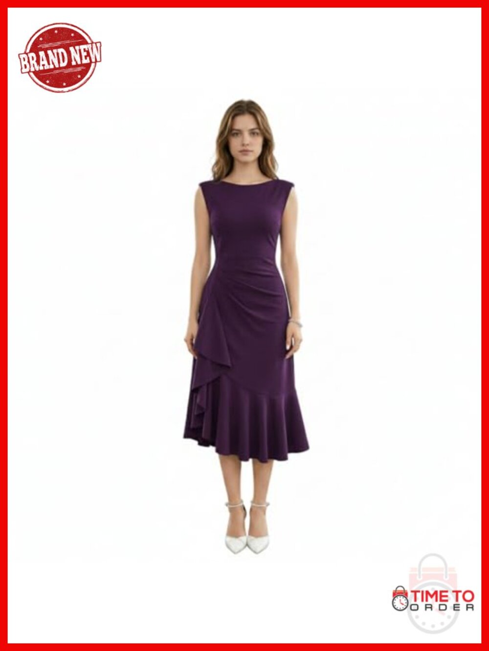 Sleeveless High Low Ruched Formal Cocktail Wedding Guest Dress